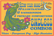 Psychedelic Mind Clipart Set, a Decorative Illustration by Phosphorus Design Co. (Thumbnail 2 of 8)