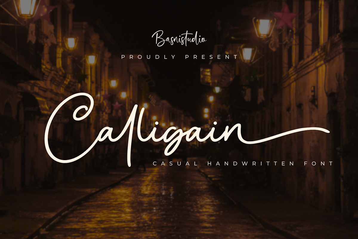 Calligain Handwritten Font, a Handwritten Font by Basnistudio (Photo 1 of 11)