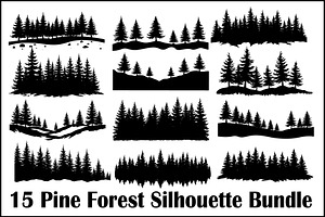 Pine Forest Silhouette Bundle, an Object Graphic by balal