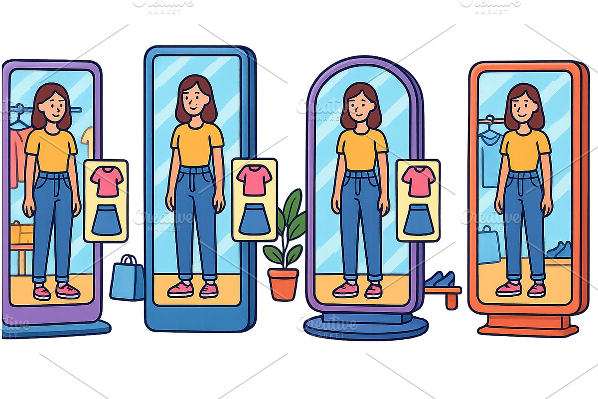 Virtual fitting rooms offer unique, an Object Illustration by ZinetroN