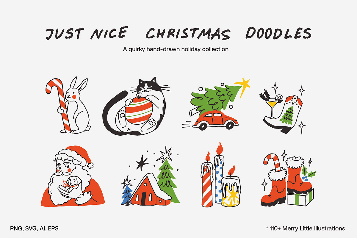 Just Nice Christmas Doodles, a Seasonal Illustration by Olly Kava (Photo 1 of 12)