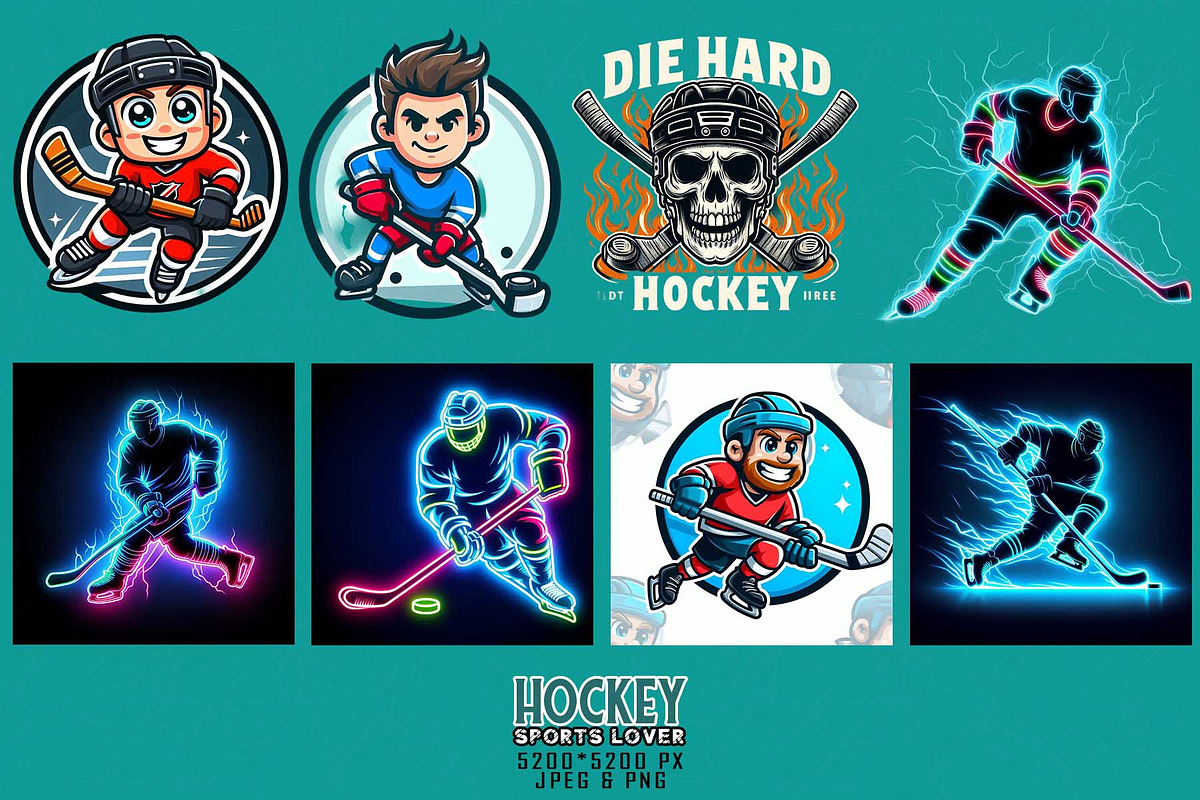 100 Retro Vintage Hockey Skull PNG, an Illustration by Sofia's Fashion (Photo 4 of 11)