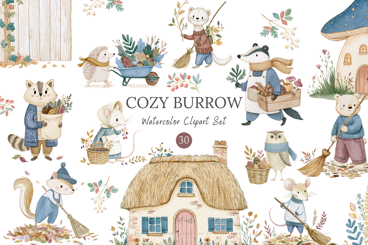 Nursery Woodland Animal Clipart Set, an Animal Illustration by Pati Paints (Photo 1 of 7)
