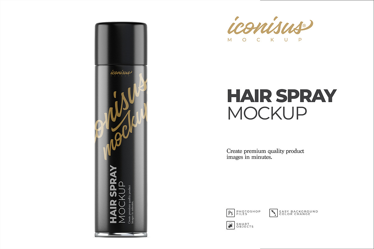 Hair Spray Mockup Template, a Packaging Mockup by iconisusmockup (Photo 1 of 3)