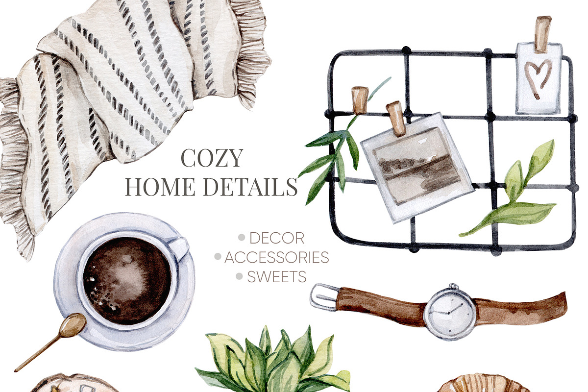 Watercolor Work Home Office Clipart, a Decorative Illustration by S_ARTLOVE (Photo 4 of 8)