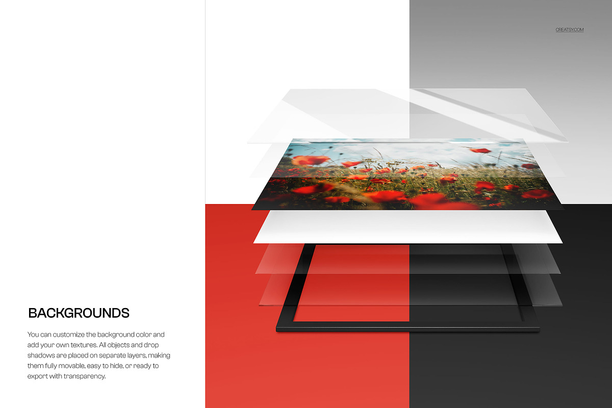 Exploded View Acrylic Print Mockup, a Merchandise Mockup by creatsy5