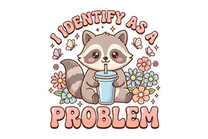 Funny Raccoon Identify As a Problem, a Seasonal Illustration by CraftArtStudio