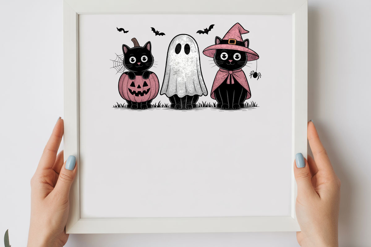 Black Cat Ghost Witch Halloween PNG, a Graphic by olgasallom (Photo 2 of 3)