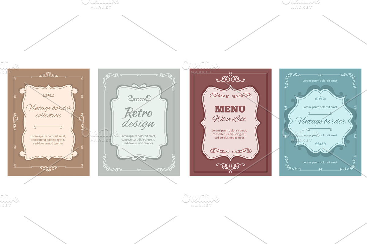 Vintage frame cards. Elegant retro, an Illustration by YummyBuum
