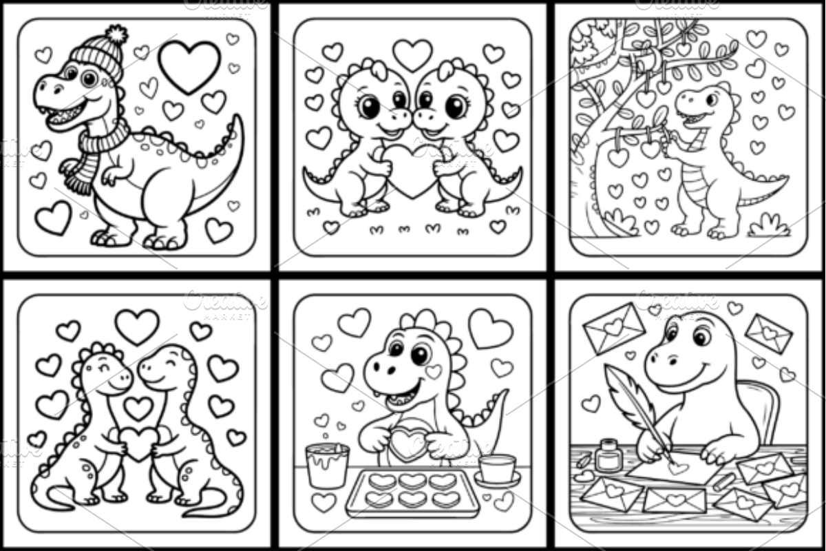 Valentine's Day Dinosaur Book, a Seasonal Illustration by Design Station (Photo 2 of 3)