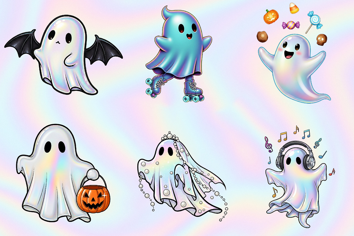 Halloween Iridescent Ghost Clipart, an Illustration by RobertsArt (Photo 5 of 7)