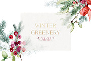 Winter Greenery Watercolor Graphics, an Illustration by studioequinox (Thumbnail 6 of 20)