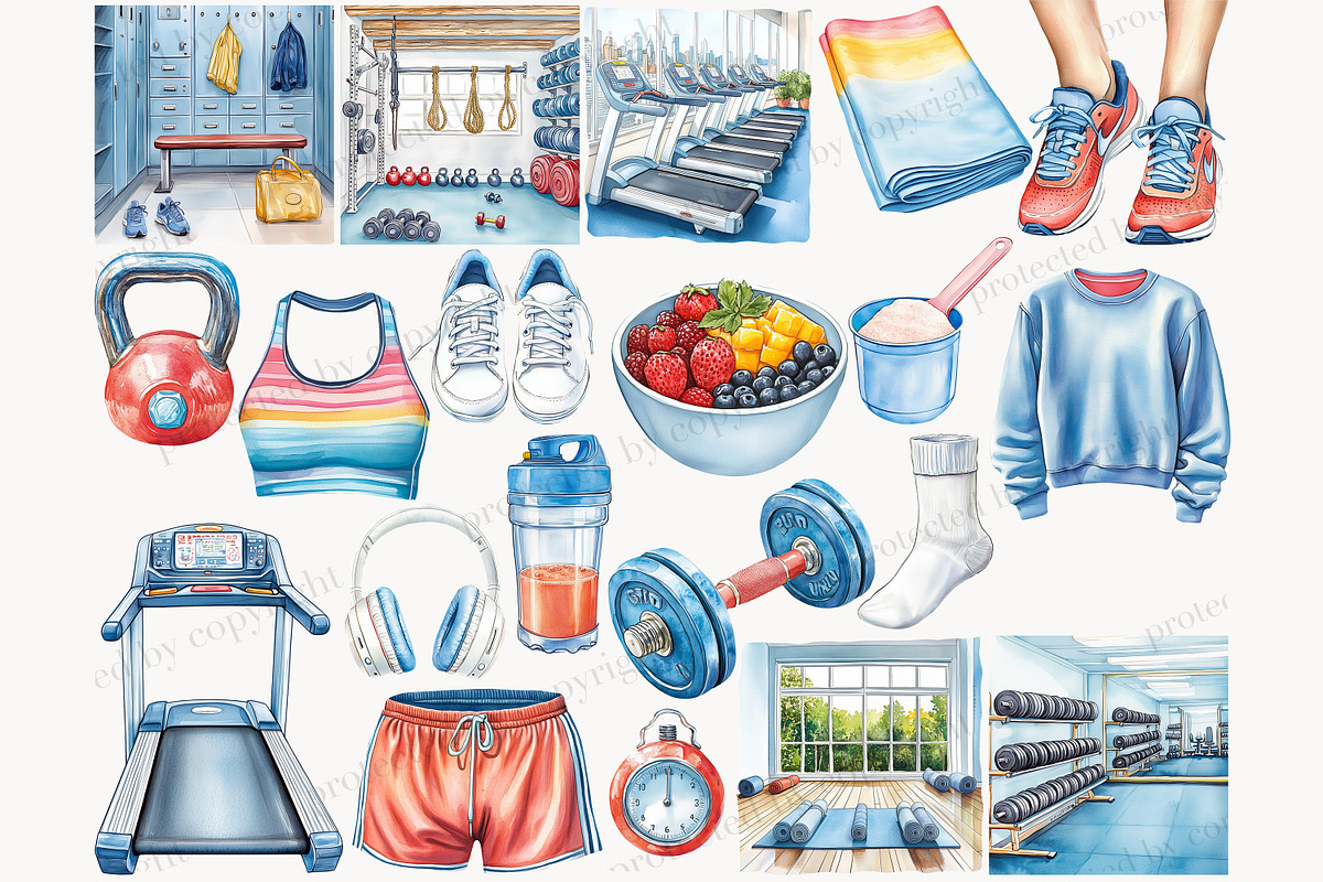 Fitness Girl Clipart Collection, a Sport Illustration by GlamArtZhanna (Photo 3 of 8)