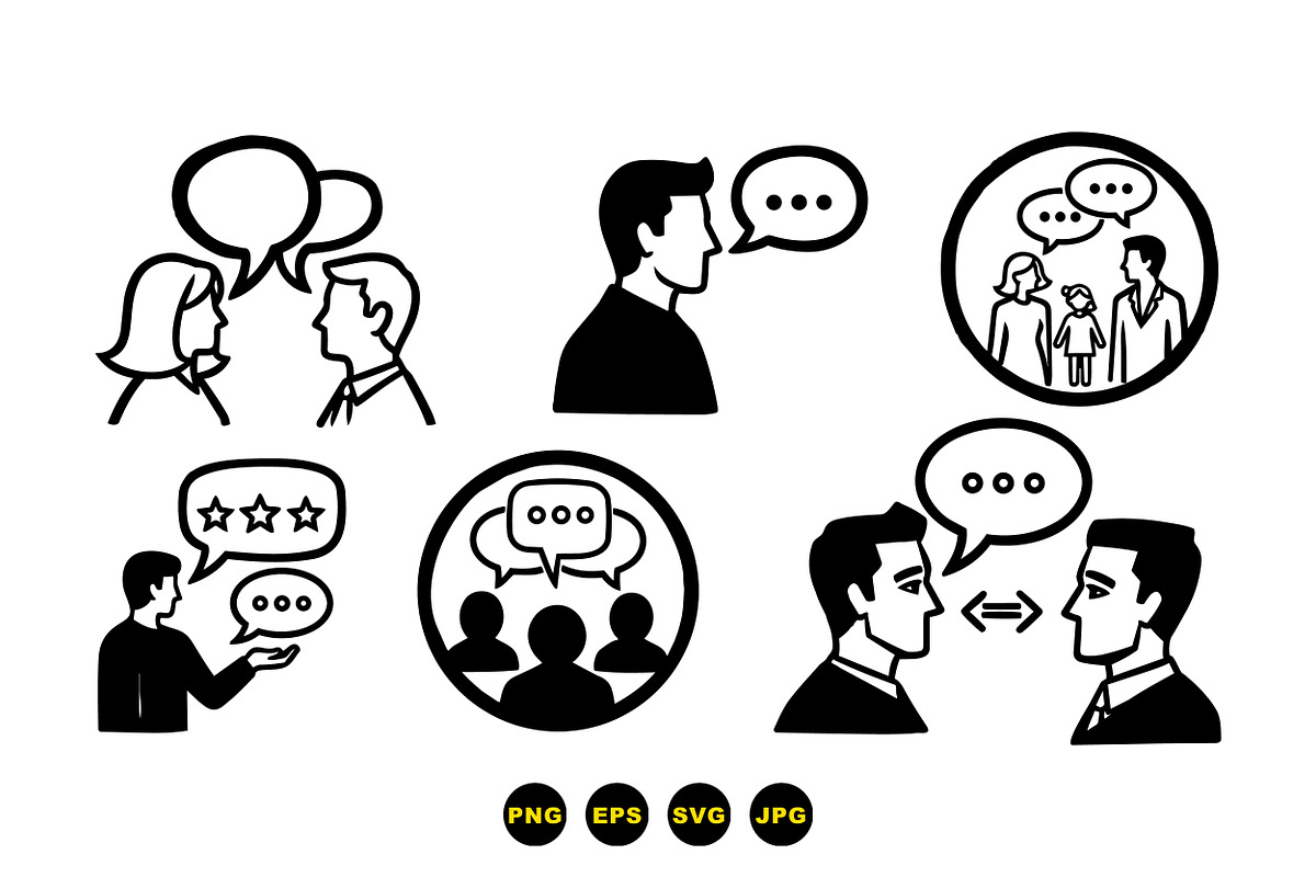 Communication Chat Icon Set, an Illustration by designvectx (Photo 2 of 3)