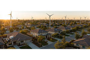 Suburban neighborhood with wind, an Illustration by tilialucida