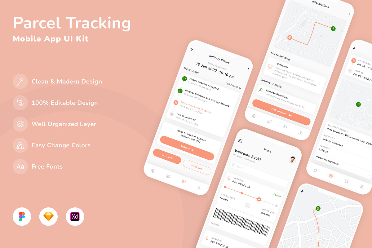 Parcel Tracking Mobile App UI Kit, an UI Kit Template by Betush