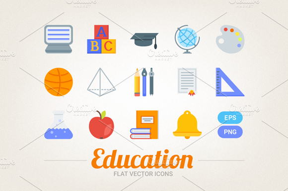 Flat educational icons preview 3