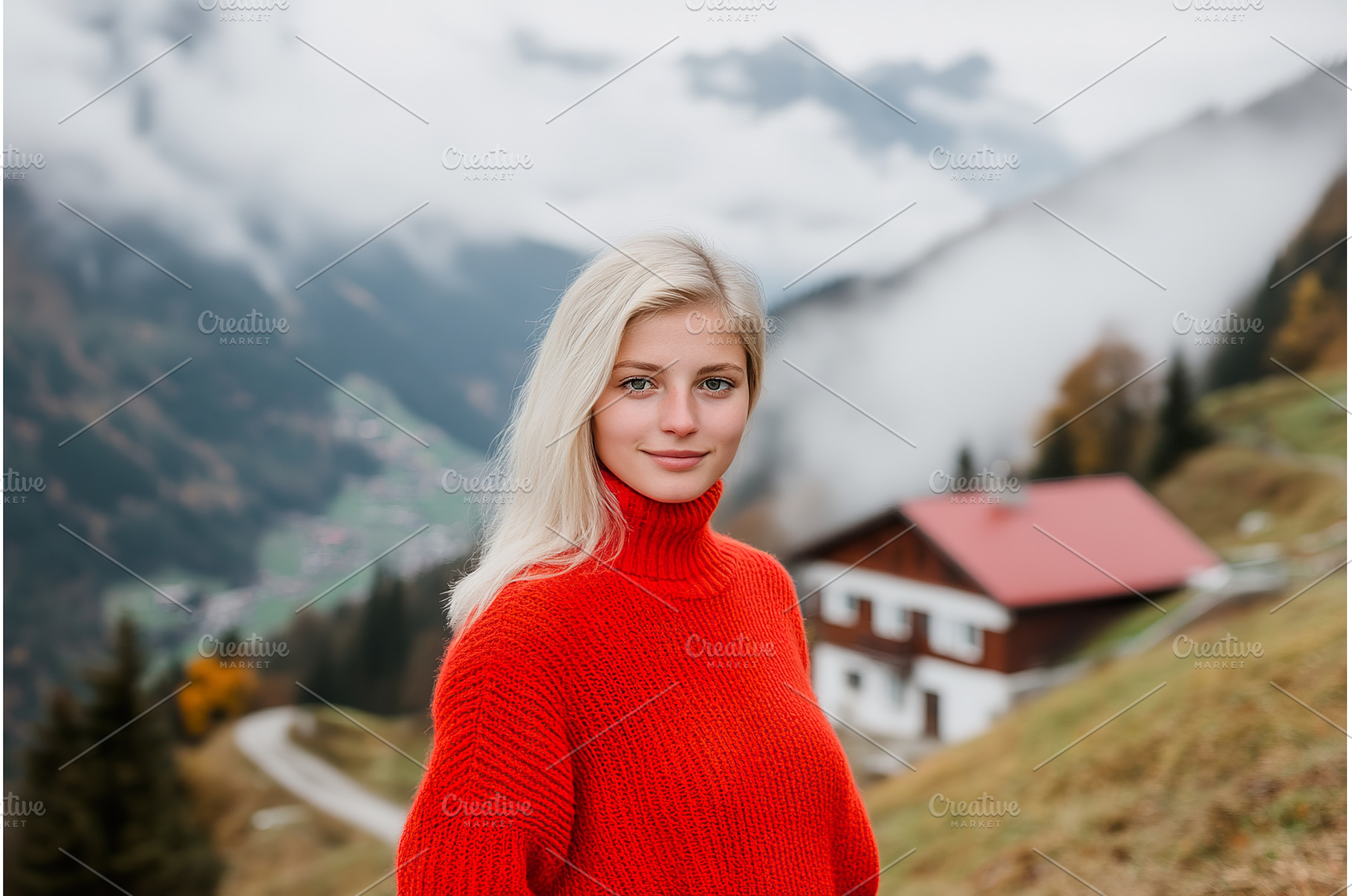 Young woman posing in red sweater, a Person Photo by Lermont51