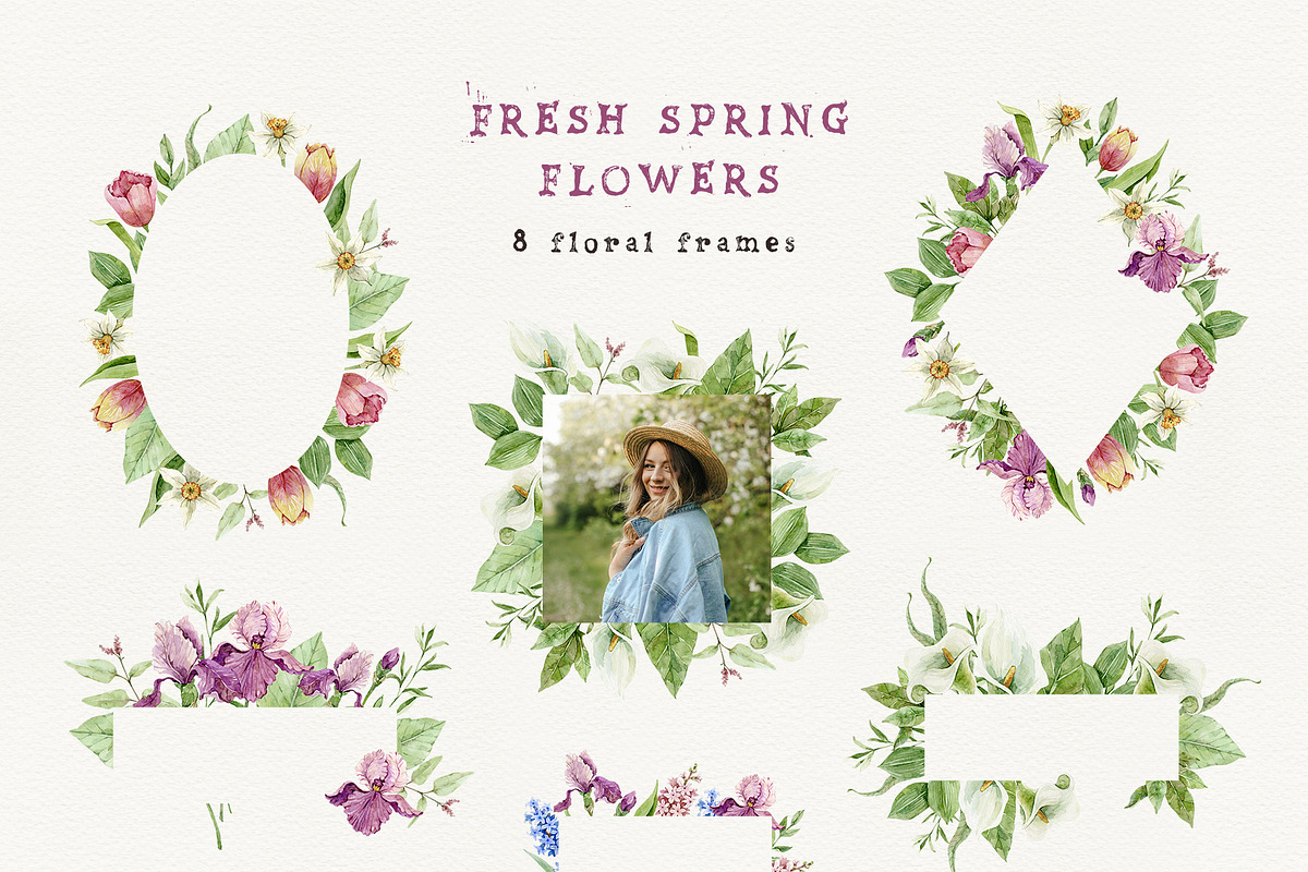 FRESH SPRING FLOWERS watercolor set, a Decorative Illustration by long summer (Photo 5 of 11)