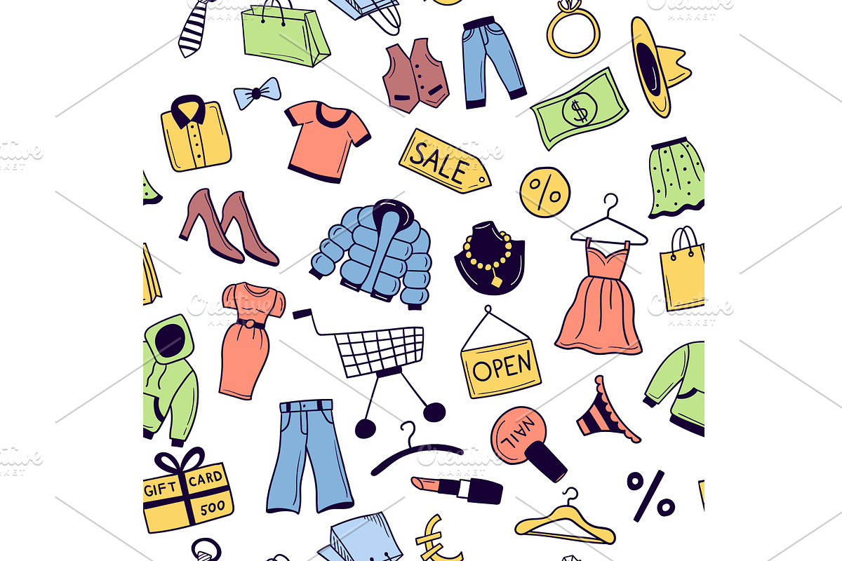 Shopping. seamless pattern with, an Object Illustration by Onyx