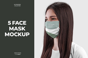 5 Mockups Face Mask, a Mask Mockup by Grow Design Craft Studio