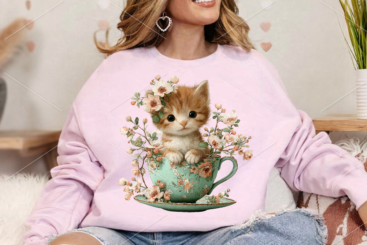 Whimsical Funny Spring Cats Clipart, a Seasonal Illustration by Canvas Craft (Photo 4 of 7)