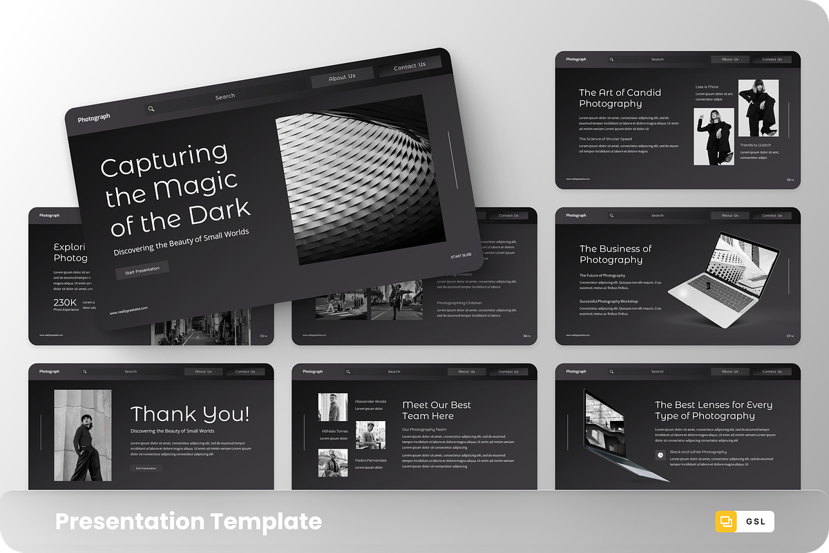 Photography Google Slide Template, a Presentation Template by GraphauseProject (Photo 1 of 6)