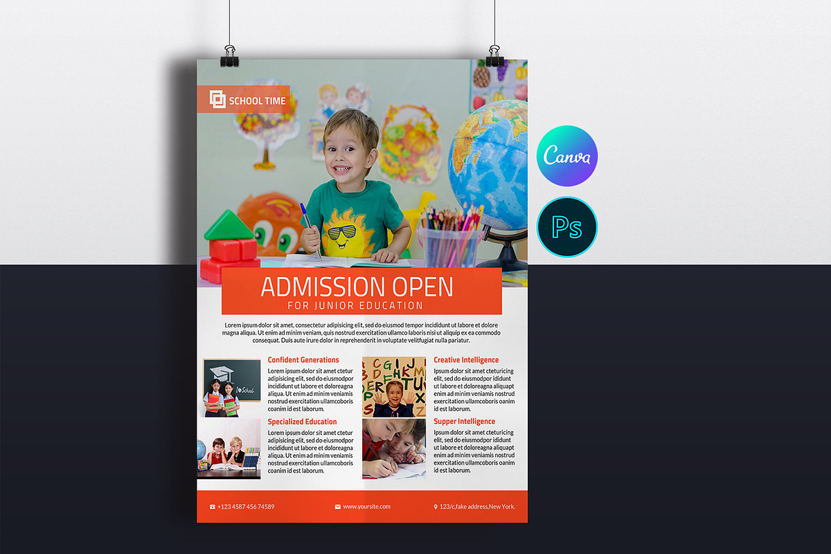 School Admission Flyer Template, a Flyer Template by Template Shop (Photo 1 of 4)