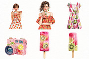 Watercolor Summer Vibe Clipart, an Illustration by Designworld (Thumbnail 2 of 6)