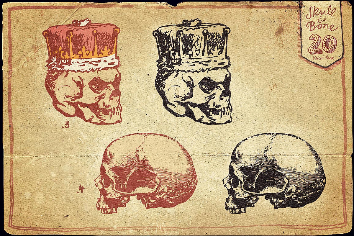 Vintage Skull and Bone Vector pack, an Illustration by Itsmesimon (Photo 4 of 11)