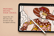 French Deco Fashion Coloring Pages, an Illustration by The Object Atlas (Thumbnail 4 of 7)