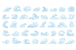 Asian sea wave icons, an Object Illustration by Buch&Bee