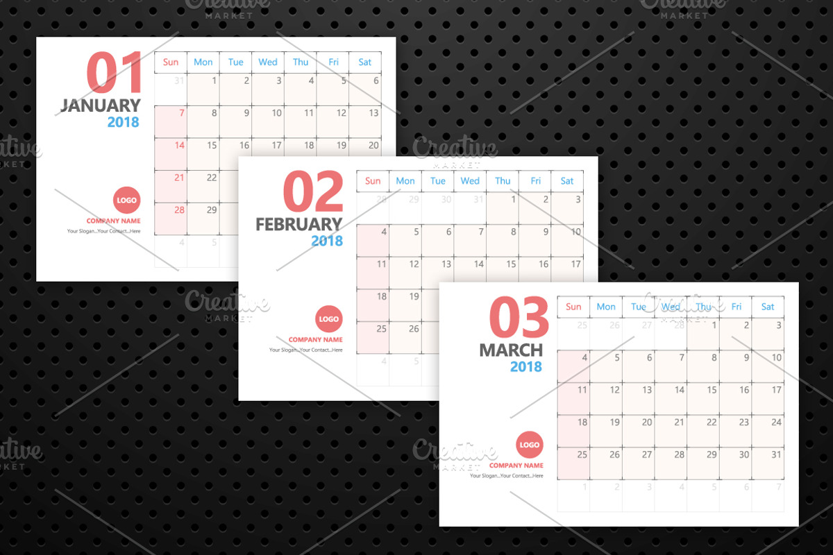 Calendar 2018 Planner Design, a Stationery Template by WORAKAMON Design Studio (Photo 6 of 6)