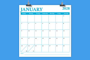 2028 12x12 COLOR Calendar Template, a Stationery Template by Running With Foxes