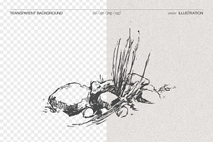 Sketches Featuring Grass And Rocks