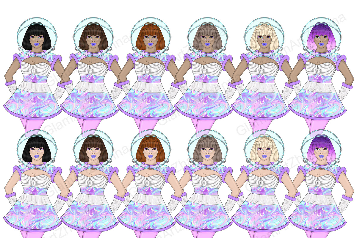Galaxy Girls Clipart, an Object Illustration by GlamArtZhanna (Photo 2 of 5)