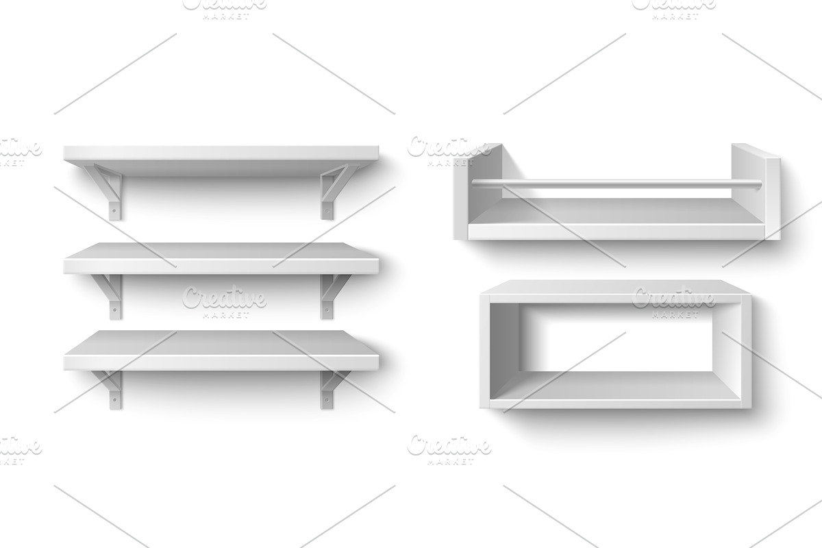 3D wooden bookshelf realistic vector, an Object Illustration by art PVP - market