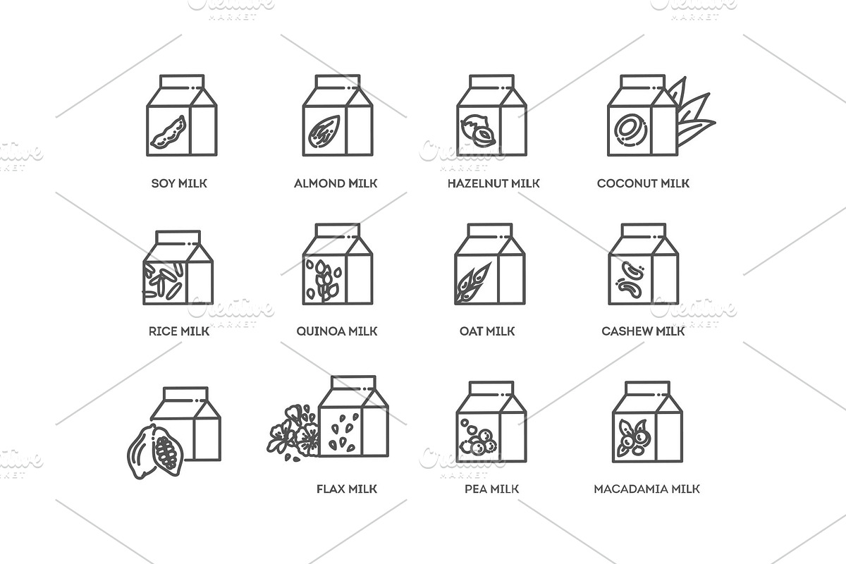 Alternative Milk, Vegan Milk, an Object Illustration by Tettygreen (Photo 2 of 3)