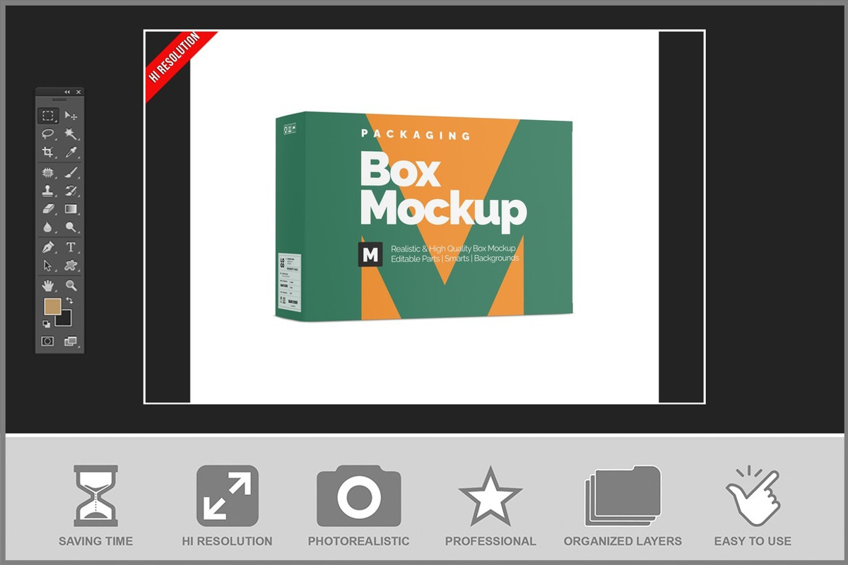 Horizontal Box Mockup, a Packaging Mockup by Bruno's Shop (Photo 2 of 3)