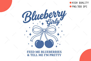 Cute Coquette Blueberry Girly PNG, an Illustration by OK Design