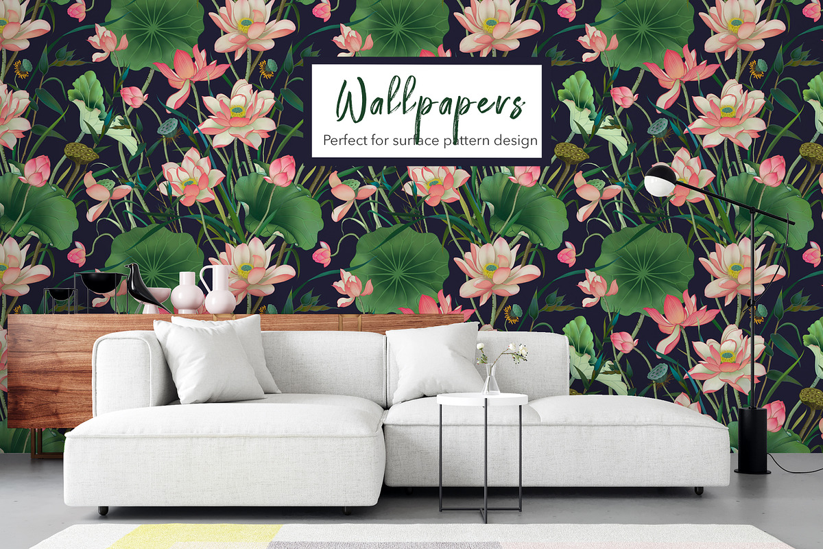 Lotus patterns and illustrations, a Pattern Graphic by Annet lovart (Photo 12 of 17)