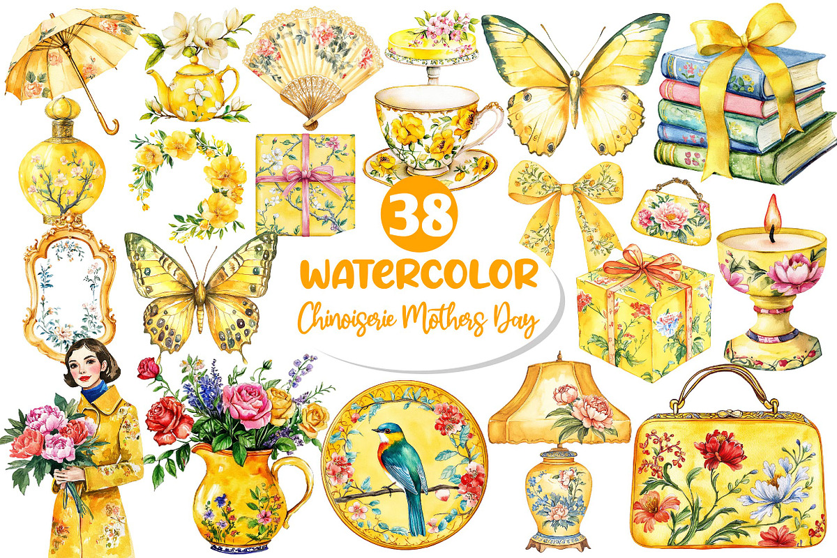 Yellow Chinoiserie Mothers Day, an Illustration by Dream Creation (Photo 1 of 4)