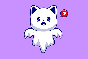 Cute Ghost Cat Cartoon Illustration, an Animal Illustration by Catalyst Labs