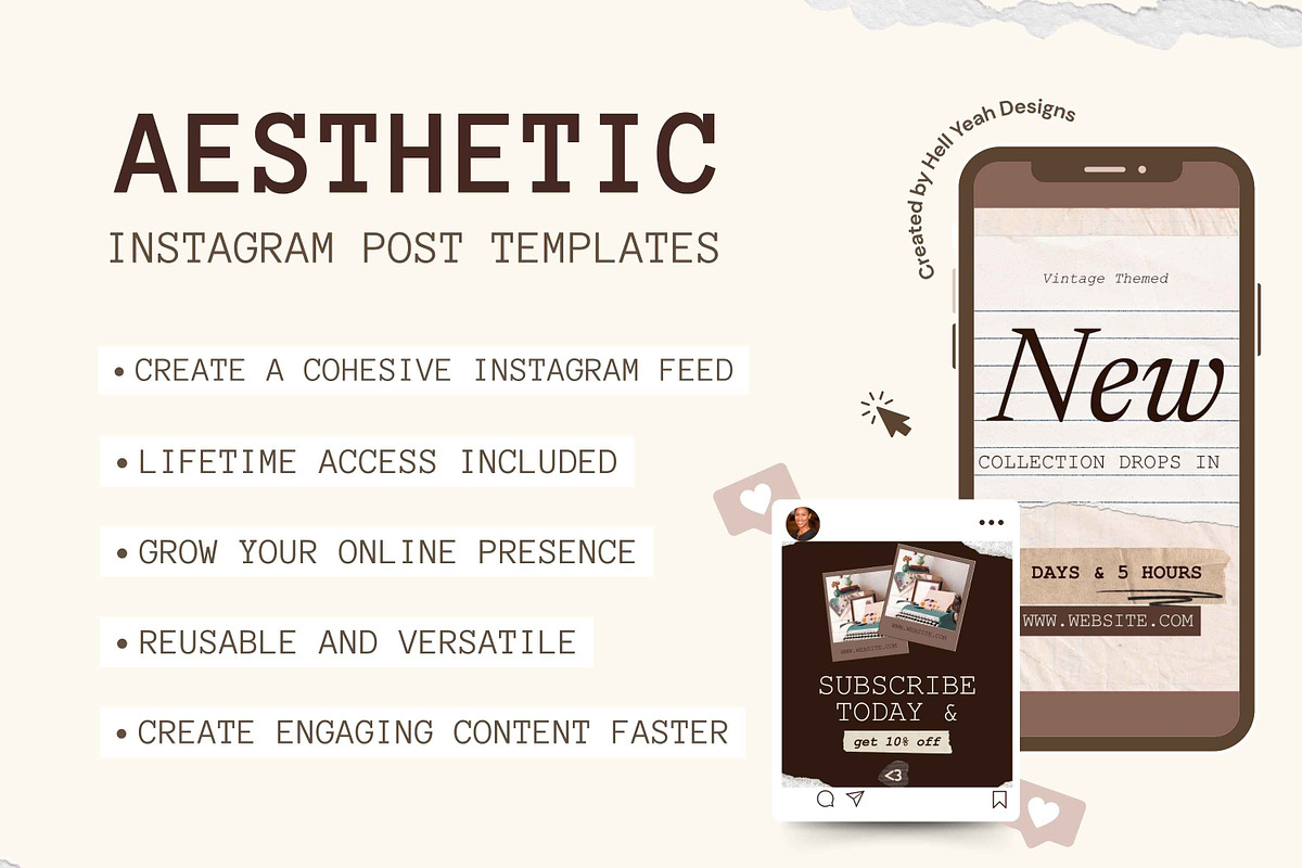 Paper & Press Insta Post Templates, a Social Media Template by Hell Yeah Designs (Photo 2 of 10)