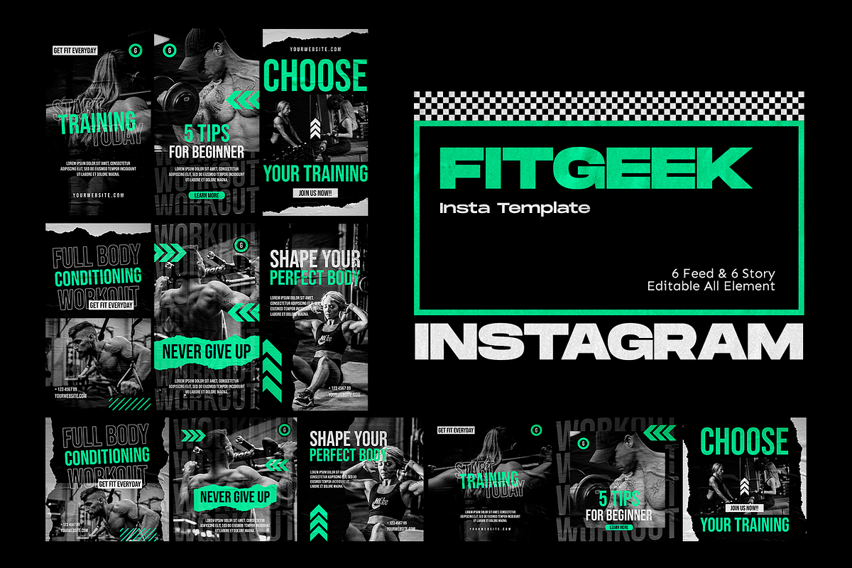 Fitgeek Instagram Template, a Social Media Template by Shinra Labs (Photo 5 of 6)