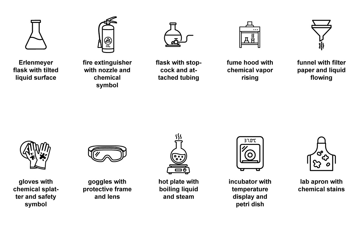 Chemistry & biology lab Icon Set, an Outline Icon by Nurlan's shop (Photo 3 of 6)