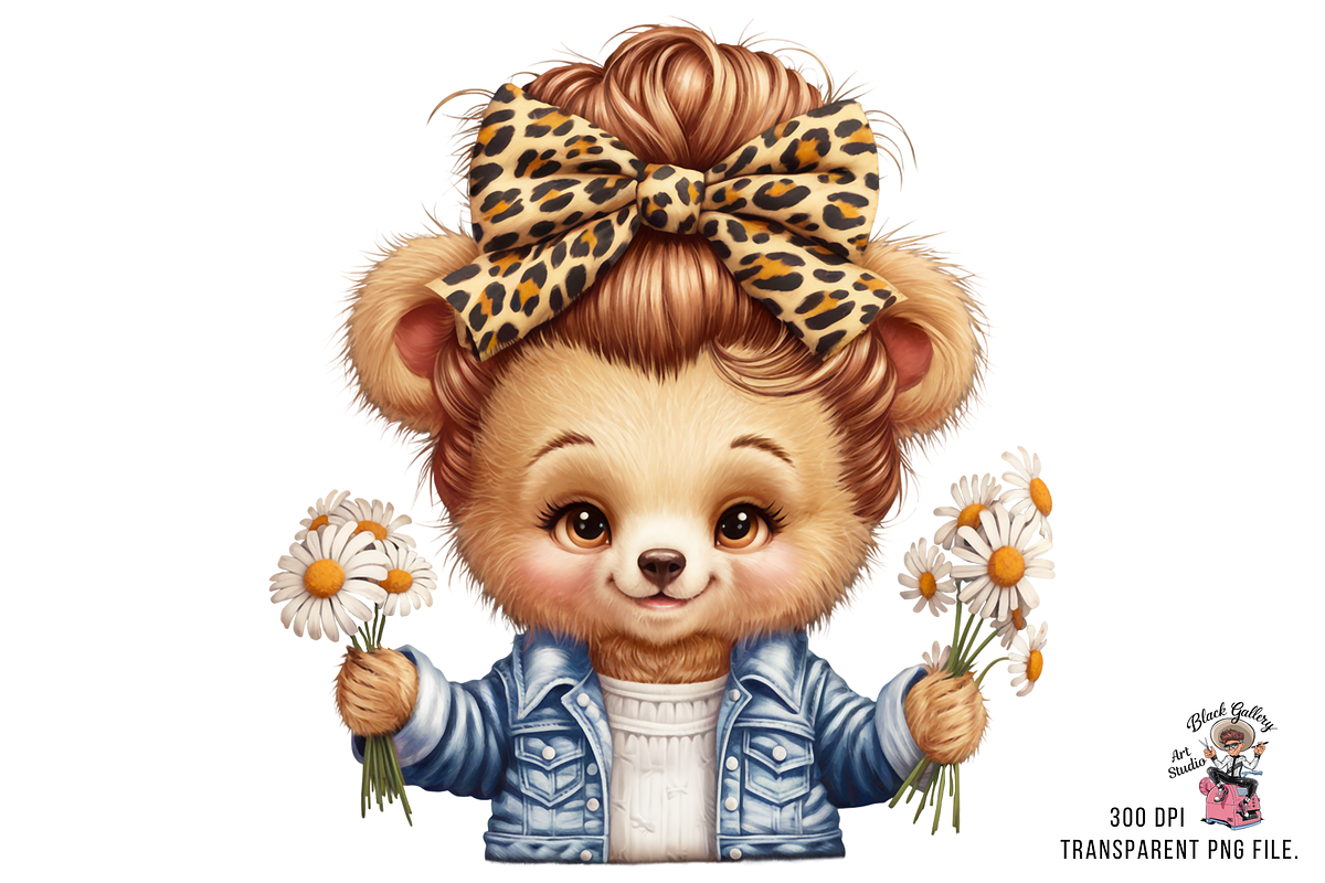 Bear with Leopard Bow PNG Bundle, a Graphic by Clipart Bloom (Photo 5 of 12)