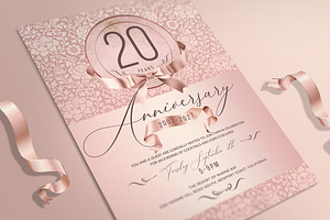 Rose Gold Anniversary Invitation, an Invitation Template by Aarley Kaiven