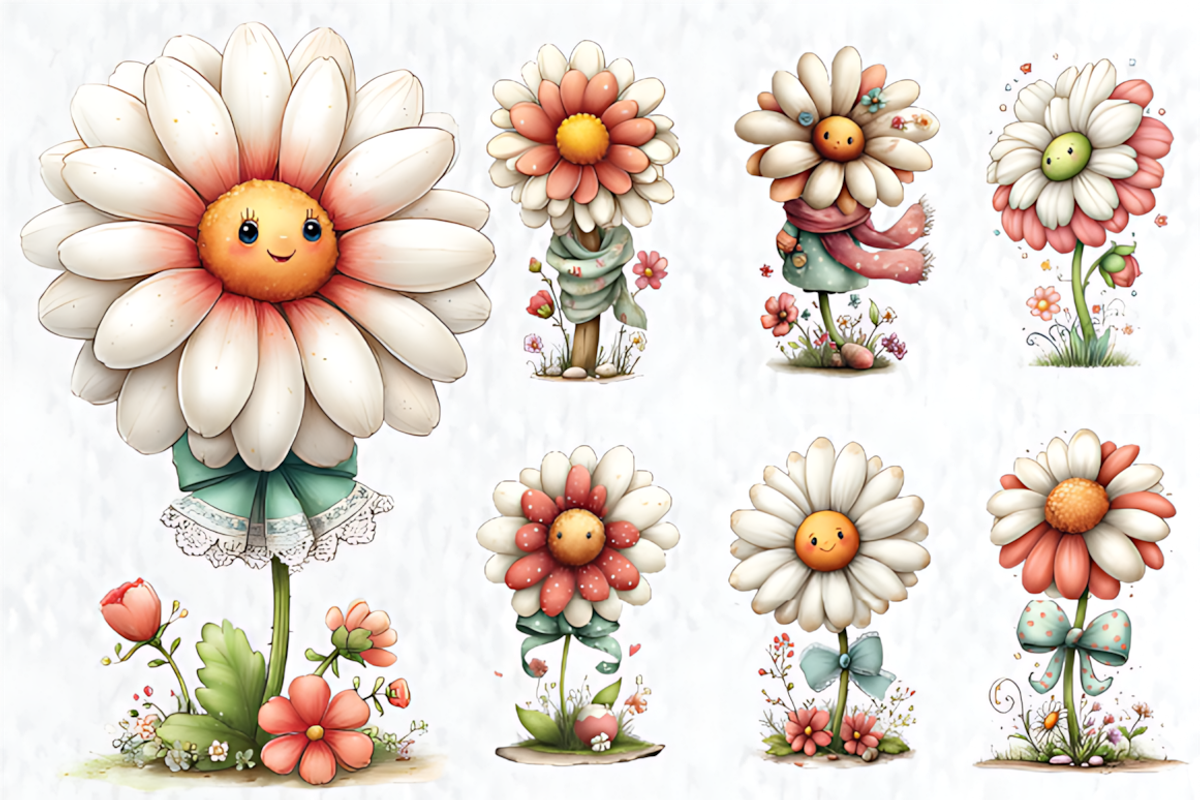Whimsical Spring Daisy Clipart, a Seasonal Illustration by HueNestify (Photo 3 of 3)
