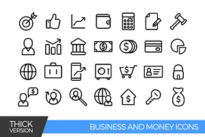 Business and money thick icons